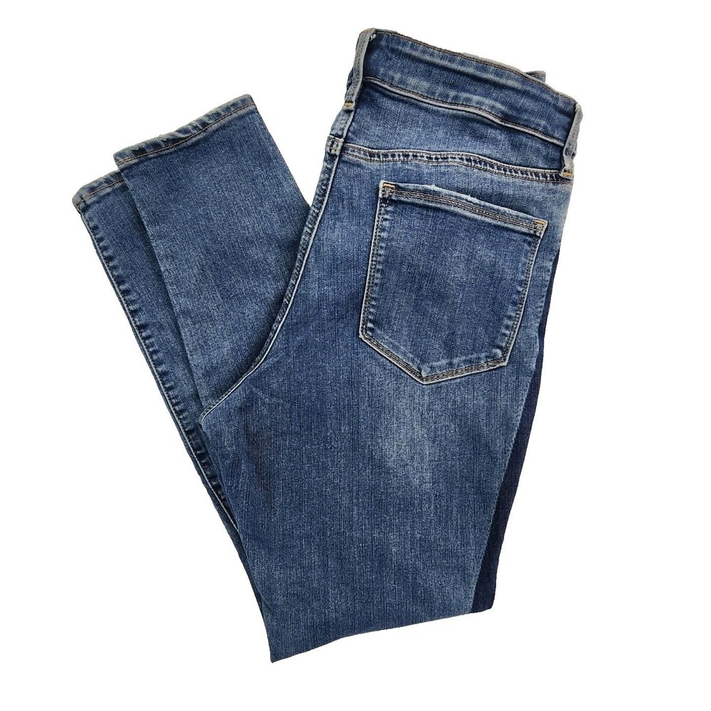 Athleta Sculpt Skinny Blue Womens 10 Two-Tone Tuxedo Stripe High Rise Jeans